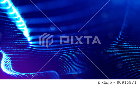 3d rendering background of microworld or sci-fi theme with glowing particles form curved lines, 3d surfaces, grid structures with depth of field, bokeh. Deep blue wave forms 3d rendering background of microworld or sci-fi theme with glowing particles form curved lines, 3d surfaces, grid structures with depth of field, bokeh. Deep blue wave forms 80915971