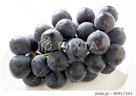 ぶどう(種無しピオーネ)。(白バック) ぶどう(種無しピオーネ)。(白バック) 80917301