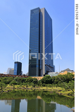 東京　港区　旧芝離宮恩賜庭園から見た世界貿易センタービルディング南館 80917488
