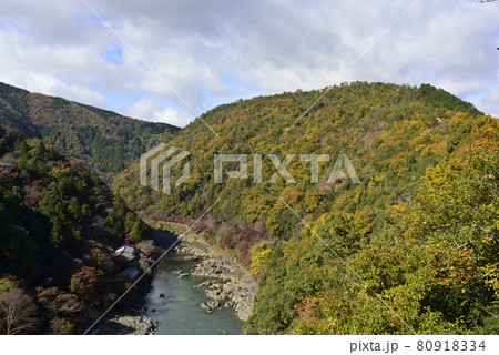 嵐山展望台より望む保津峡谷 80918334