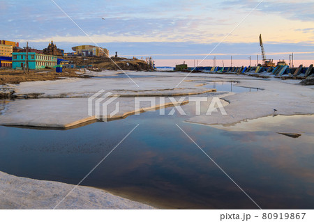 Spring view of the estuary of the Kazachka river. 80919867