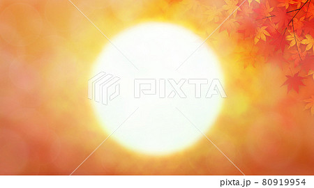 紅葉と夕日 背景素材 紅葉と夕日 背景素材 80919954