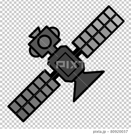 宇宙空間にある人工衛星のシンプルなイラストのイラスト素材