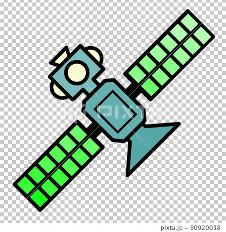宇宙空間にある人工衛星のシンプルなイラスト 80920038