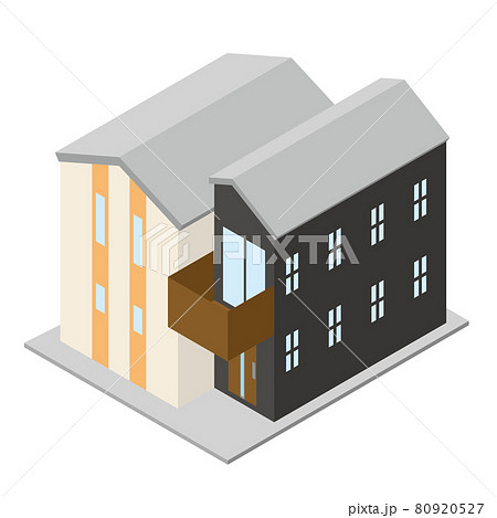 一戸建て住宅マイホームのイラスト二階建て アイソメトリックス立体イラストのイラスト素材 一戸建て住宅マイホームのイラスト二階建て アイソメトリックス立体イラストのイラスト素材