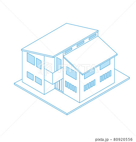 一戸建て住宅マイホームのイラスト二階建て アイソメトリックス立体イラストのイラスト素材 一戸建て住宅マイホームのイラスト二階建て アイソメトリックス立体イラストのイラスト素材