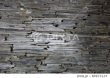 Stacking of Black Stone Wall and reflect shinny, 80923124