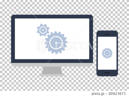 パソコンとスマートフォンの設定画面のイラスト素材 80923671