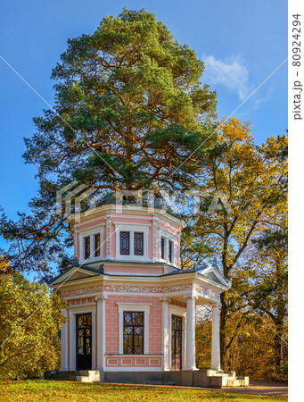 Pavilion on the island in the Sofiyivsky arboretum. Uman, Ukraine Pavilion on the island in the Sofiyivsky arboretum. Uman, Ukraine 80924294