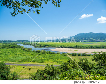 平泉　高館からの北上川の眺め　8月 80924730