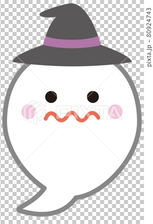 Illustration of a simple and cute ghost in a Halloween hat Illustration of a simple and cute ghost in a Halloween hat 80924743