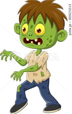 Cartoon angry zombie boy walking 80925013