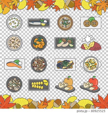 Illustration set of dishes using autumn ingredients 80925525