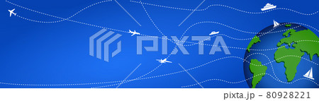 Tourist travel around the world. international flights or cargo transportation on blue background. 80928221