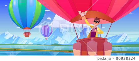 Hot air balloon with man and dove Hot air balloon with man and dove 80928324
