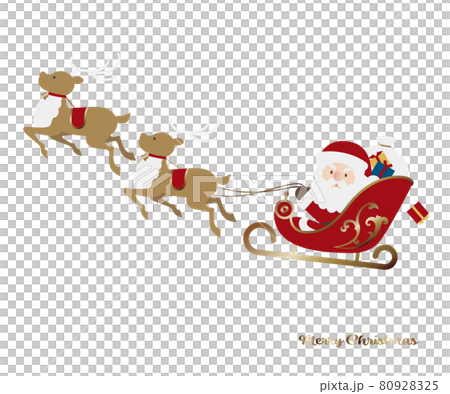 Illustration cut Christmas vector of Santa Claus on a sleigh Illustration cut Christmas vector of Santa Claus on a sleigh 80928325
