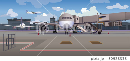 Airport, planes on the airport platform. Vector. 80928338