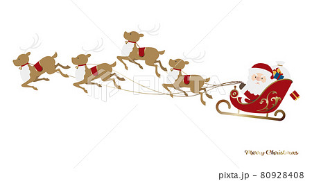 ソリに乗ったサンタクロースのイラスト クリスマス ベクターのイラスト素材