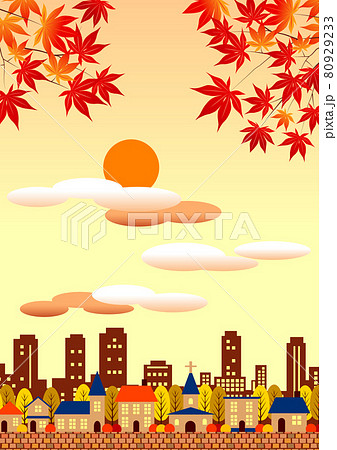 秋の夕暮れ都市風景タテ 秋の夕暮れ都市風景タテ 80929233