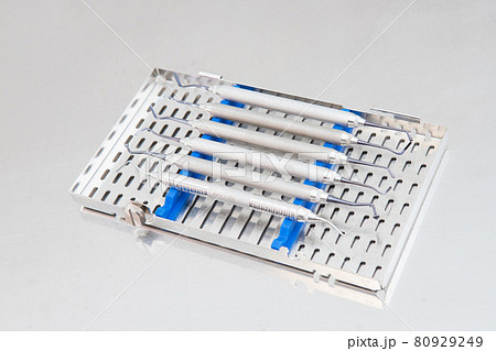 Dental instruments in a special case close-up on the dentist's table Dental instruments in a special case close-up on the dentist's table 80929249
