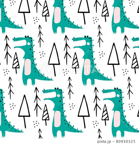 Hand-drawn seamless pattern for with crocodile. Hand-drawn seamless pattern for with crocodile. 80930325