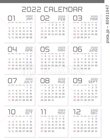 2022年　シンプルモダンなカレンダー 80931047