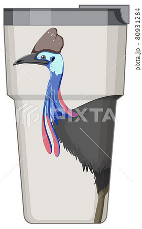 A white thermos flask with bird animal pattern 80931284