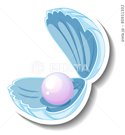 A Sticker Template With Pearl In Shell Isolatedのイラスト素材