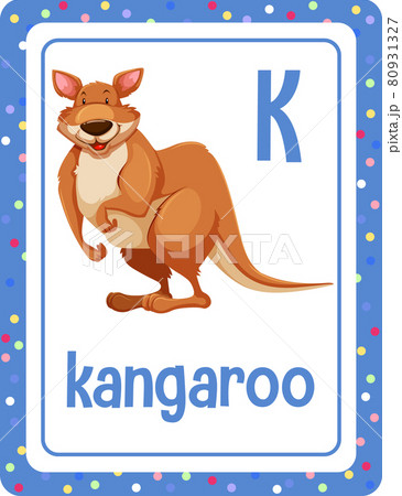 Alphabet flashcard with letter K for Kangaroo 80931327