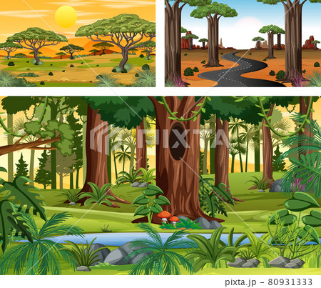 Different nature horizontal scenes in cartoon style Different nature horizontal scenes in cartoon style 80931333