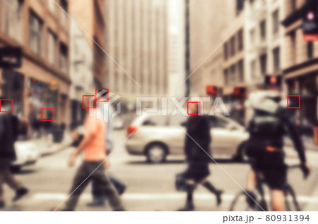 Face recognition signs on people faces. Privacy and personal data protection. Face recognition signs on people faces. Privacy and personal data protection. 80931394