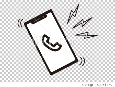 Smartphone black and white 2 color illustration of incoming call Smartphone black and white 2 color illustration of incoming call 80931779