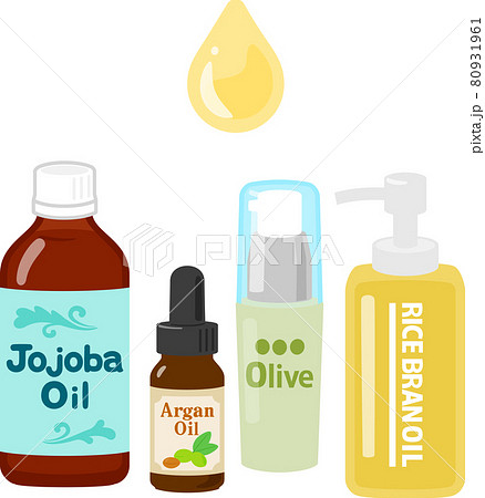 植物性美容オイルのイラストセットのイラスト素材