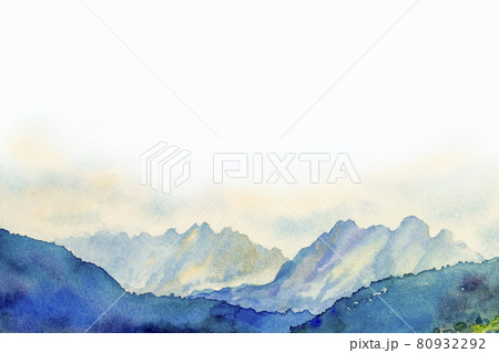Watercolor Painting Landscape In The Austrian Alpsのイラスト素材