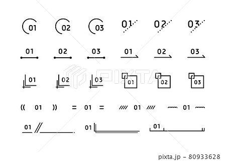 数字のフレームセット シンプル 番号 ナンバー イラスト 飾り罫 あしらい 装飾 素材のイラスト素材