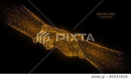 Helping hand low poly art. Polygonal vector illustration of human hands holding each other. Concept of salvation. 80934606