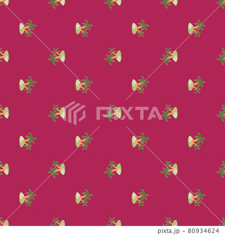 Small green island and palm tree elements shapes seamless pattern. Pink bright background. Doodle ornament. 80934624