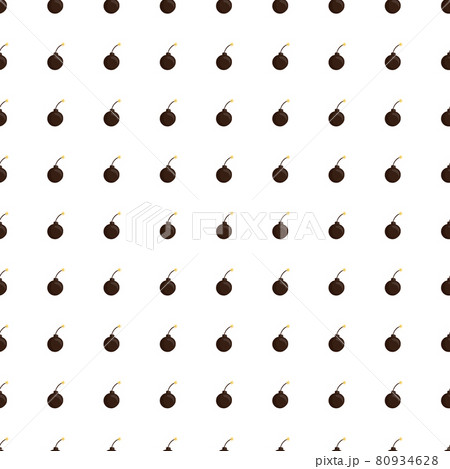 Cartoon style seamless weapon pattern with little brown bomb shapes. Isolated print. White background. 80934628