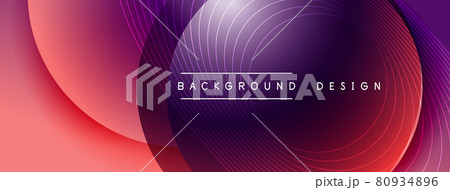 Gradient circles with shadows. Vector techno abstract background. Modern overlapping forms wallpaper background, design template 80934896