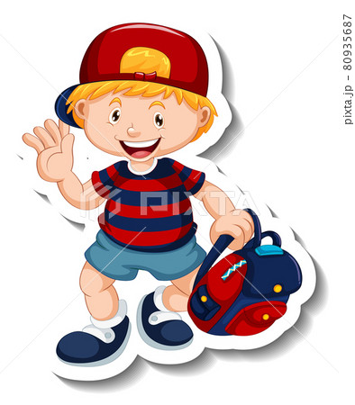 Sticker template with a boy cartoon character isolated Sticker template with a boy cartoon character isolated 80935687