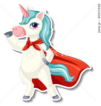Cute unicorn stickers with a super hero unicorn 80935688