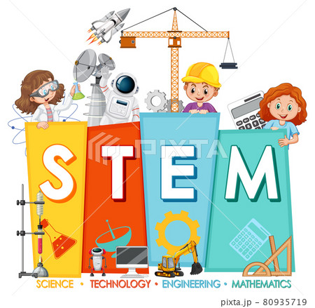 STEM education logo with children cartoon character 80935719