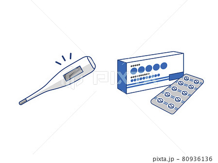 体温計と解熱剤のイラスト 体温計と解熱剤のイラスト 80936136