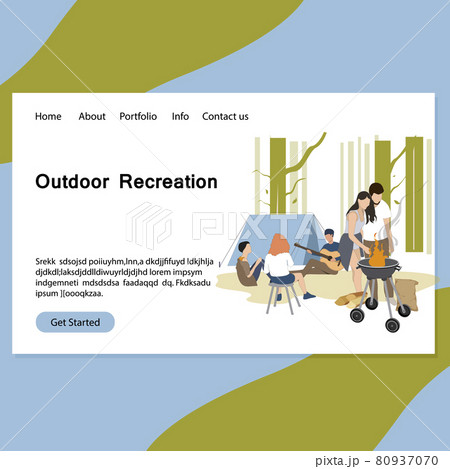 Outdoor recreation landing page, friends barbeque picnic Outdoor recreation landing page, friends barbeque picnic 80937070