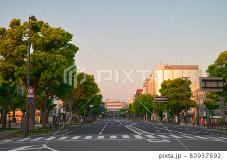 【兵庫県】5月・朝焼けの姫路駅前 【兵庫県】5月・朝焼けの姫路駅前 80937692