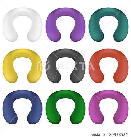 Set of Colorful Travel Pillow Isolated on White Background Set of Colorful Travel Pillow Isolated on White Background 80938524