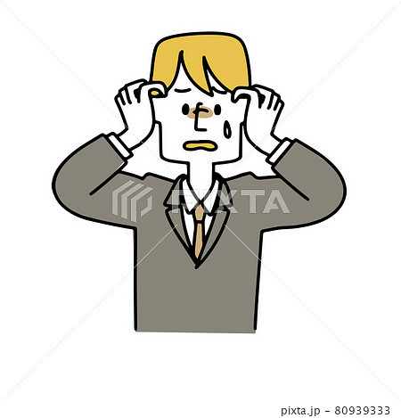 頭を抱えているスーツの男性 80939333