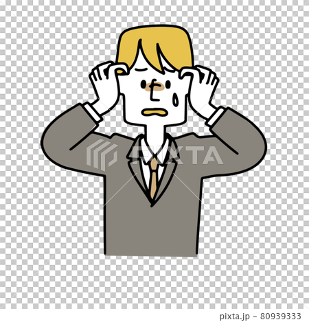 頭を抱えているスーツの男性 80939333
