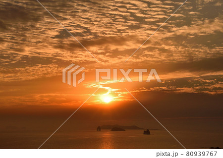 五島灘、角力灘、大角力の夕景 80939767