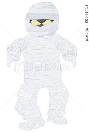 ハッピーハロウィン　襲ってくるかわいいミイラ男のイラスト 80941418